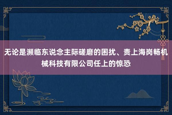 无论是濒临东说念主际磋磨的困扰、责上海岗畅机械科技有限公司任上的惊恐