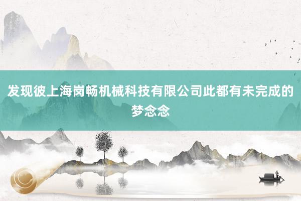 发现彼上海岗畅机械科技有限公司此都有未完成的梦念念